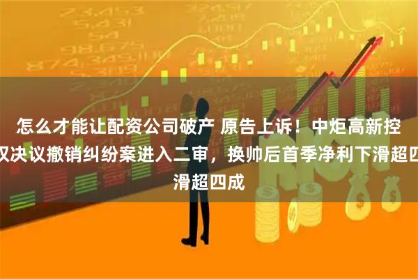 怎么才能让配资公司破产 原告上诉！中炬高新控制权决议撤销纠纷案进入二审，换帅后首季净利下滑超四成